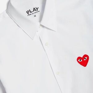 Comme Des Garçons Play White shirt MEDIUM red patch heart Long Sleeves